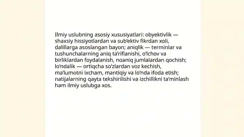 Ilmiy uslub turlari va xususiyatlari 4
