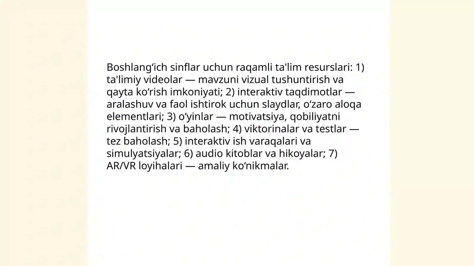 Boshlang'ich sinflarda raqamli ta'lim resurslarini joriy etish. Blendedvlearning modeli 4