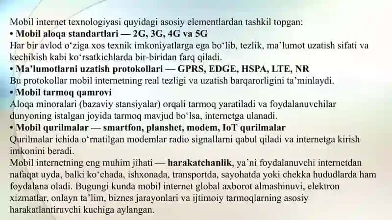 Mobil internet texnologiyalari 4