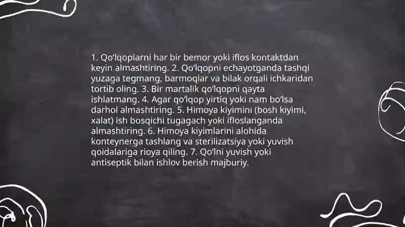 Kontakt infeksiyasini oldini olish usullari 4