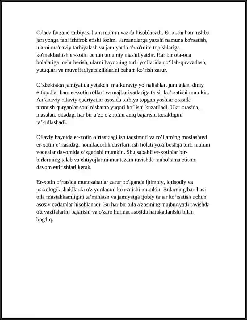 Er-xotin rollari va oilaviy majburiyatlar 4