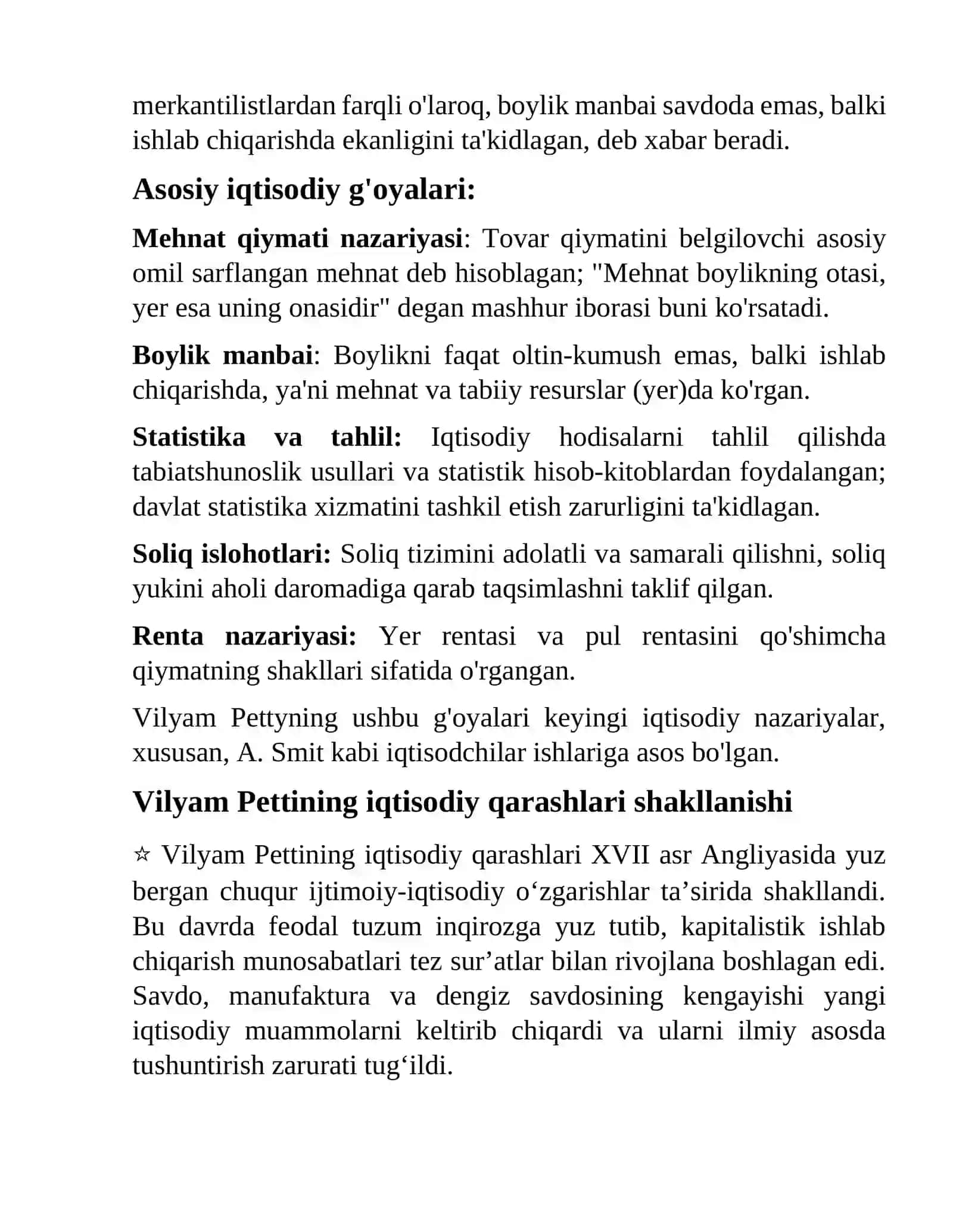 V.Pettining iqtisodiy g‘oyalari 4