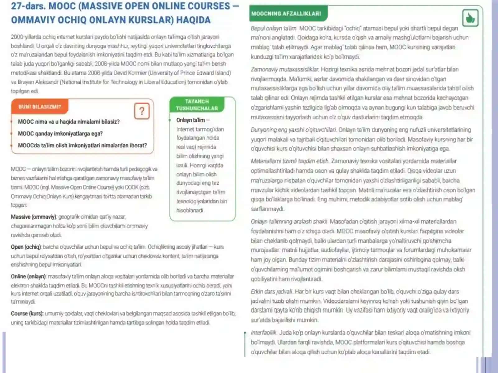 MOOC (MASSIVE OPEN ONLINE COURSES - OMMAVIY OCHIQ ONLAYN KURSLAR) HAQIDA 4