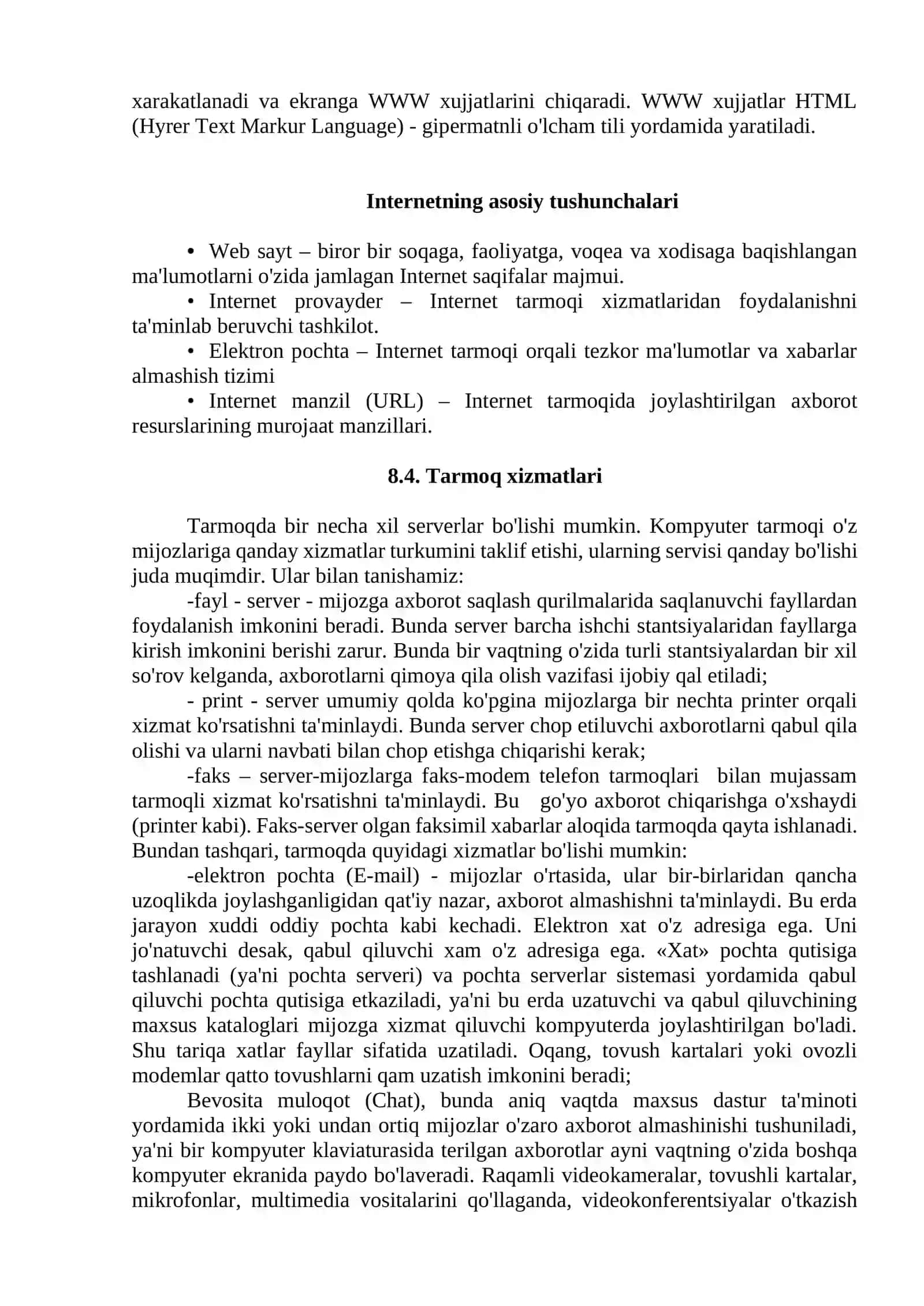 World Wide Web bilan ishlash 4