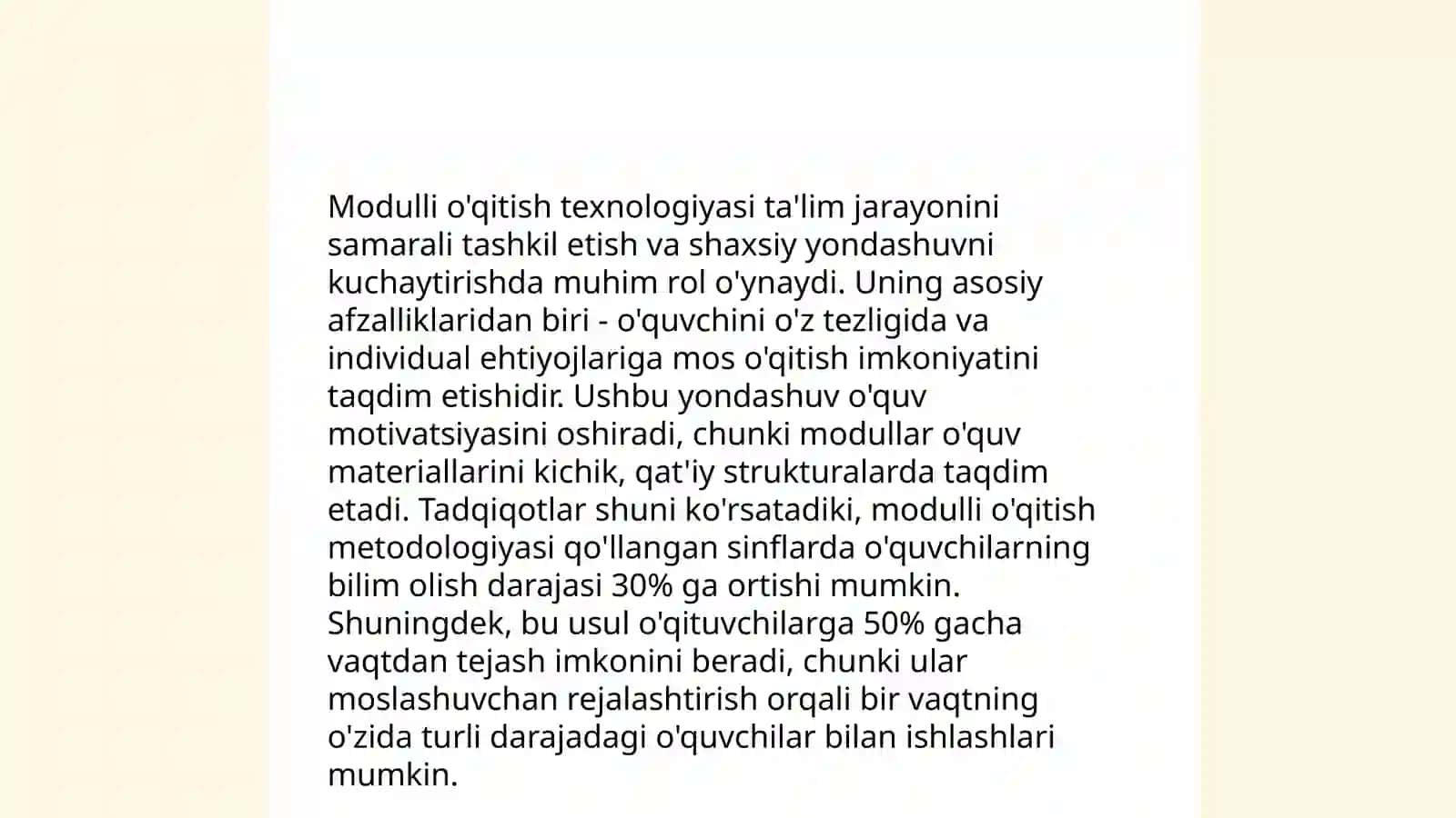 Matematikani modulli o'qitish texnologiyasi 4