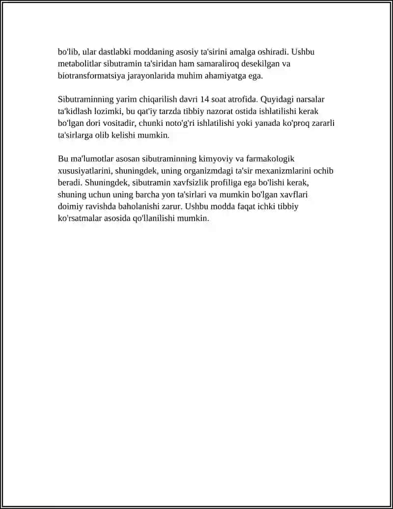 Sibutramin kimyoviy tuzilishi va xossalari 4