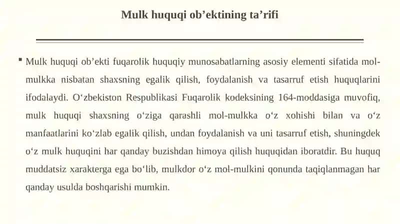 MULK HUQUQINI OB’EKTLARI 4