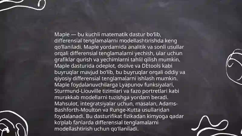 Maple dasturi matematik modellashtirish 4