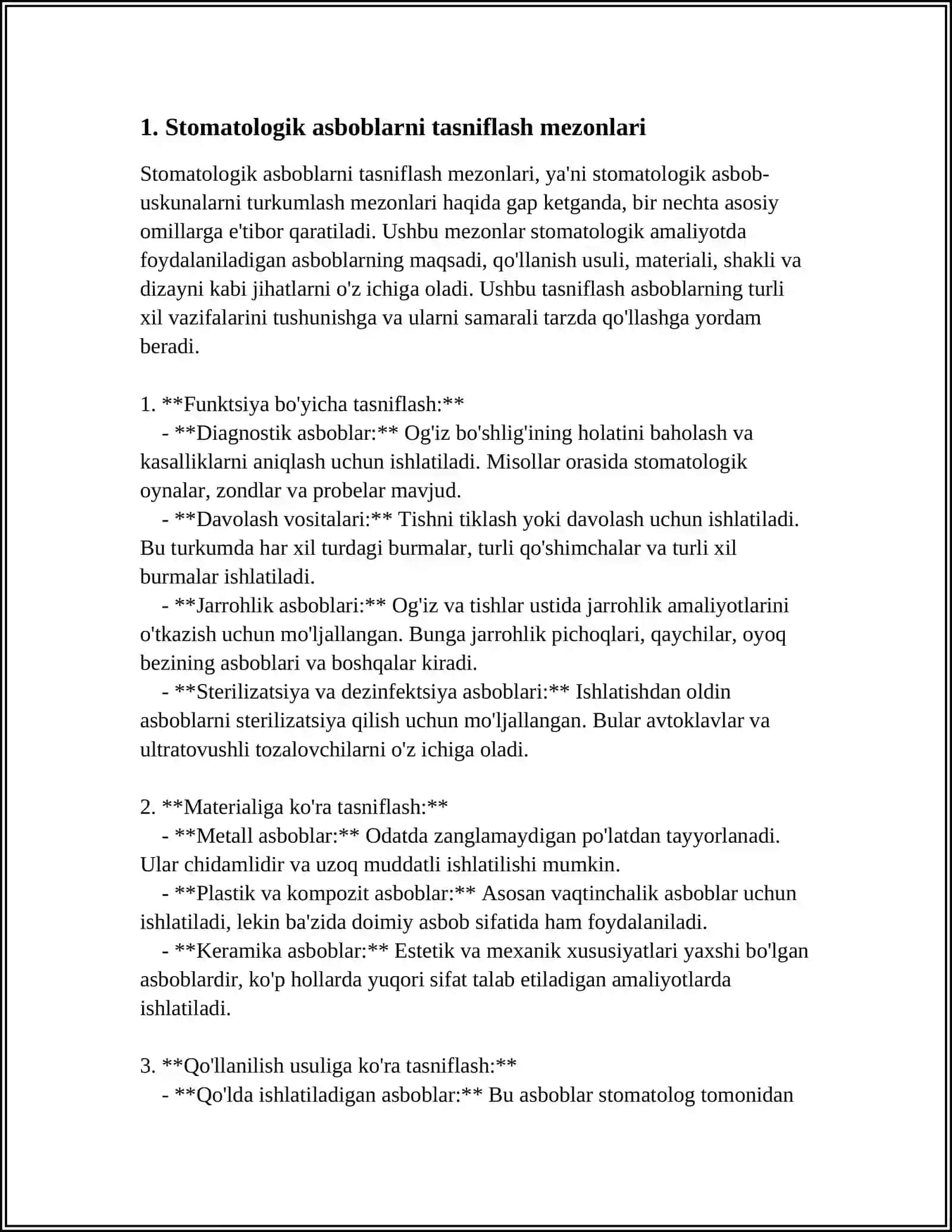 STOMATOLOGIK ASBOBLARNI TASNIFI 4