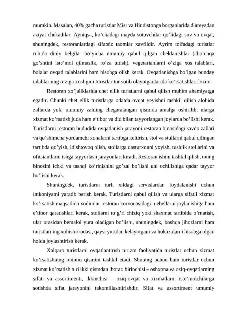 Turizm sohasida ovqatlantirish xizmatlari 4