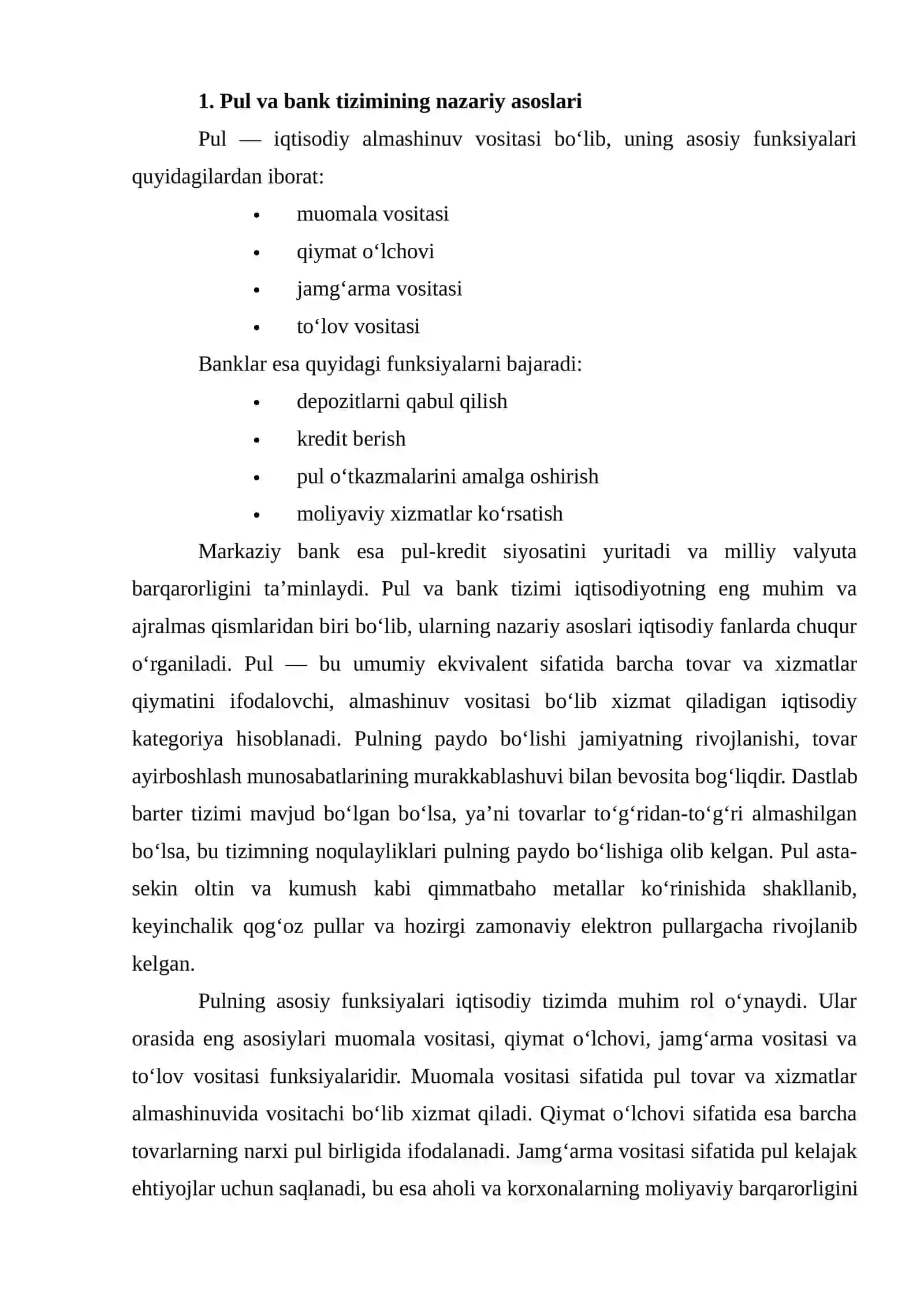 PUL VA BANKLAR BO'YICHA ILMIY-OMMABOP ADABIYOTLAR VA OAV MANBALARI ASOSIDA STATISTIK KUZATISH NATIJALARINI TO'PLASH VA TAHLIL QILISH 4