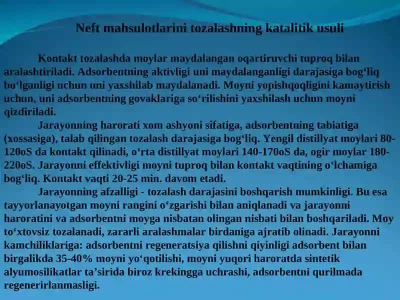 Neft mahsulotlarini adsorbsion tozalash 4