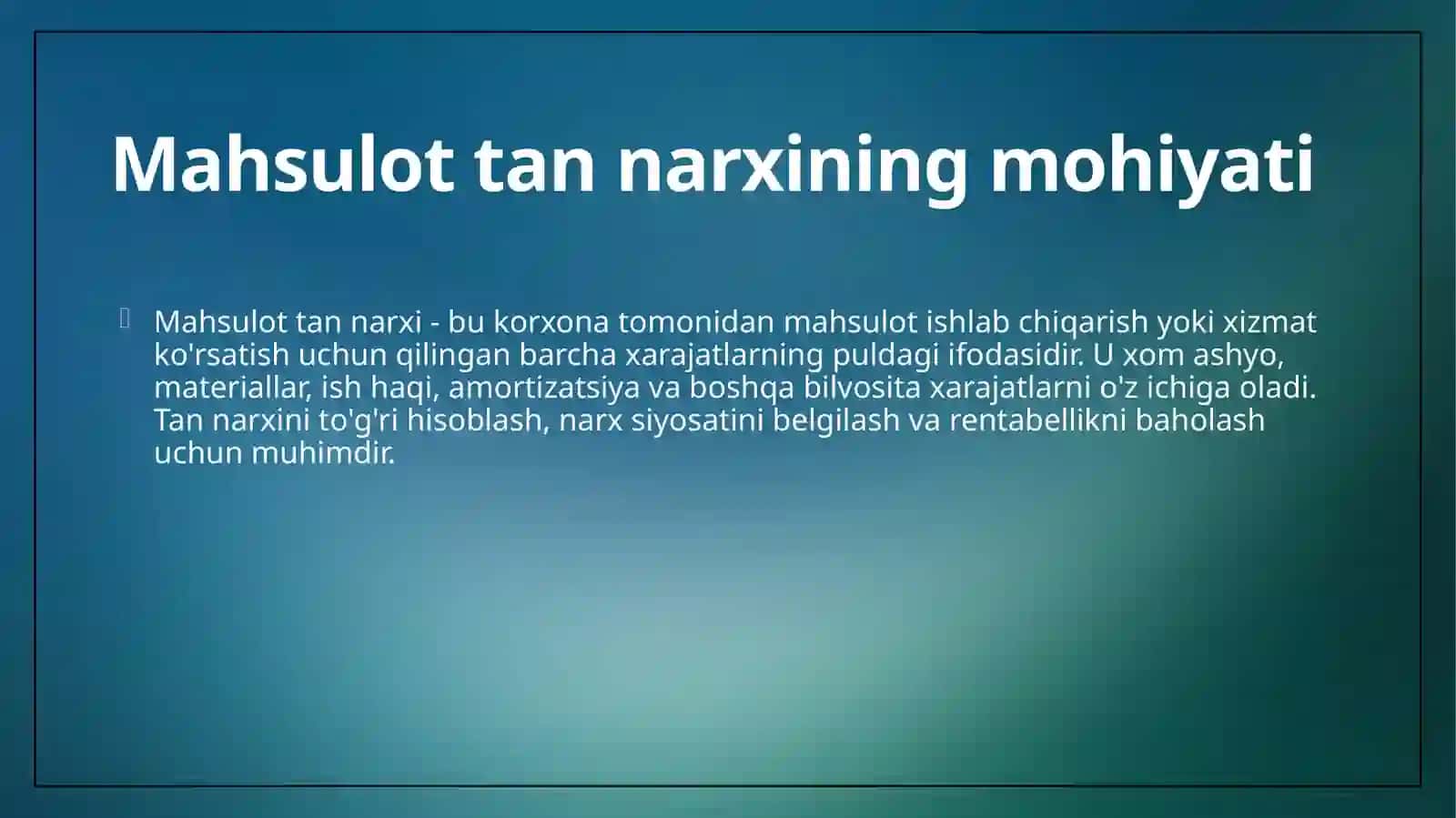 Korxonada mahsulot tan narxi 4