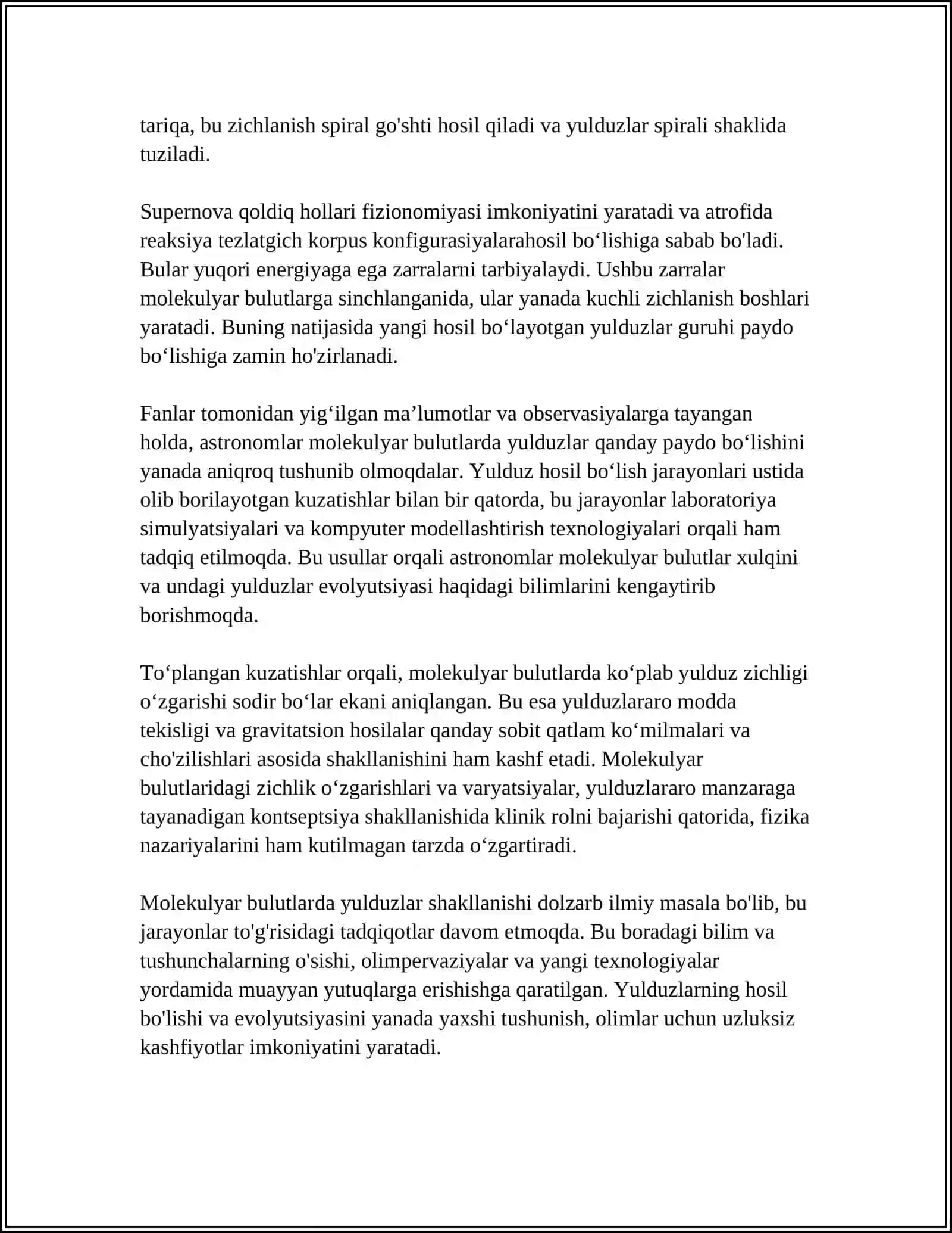 YULDUZLARNING PAYDO BOʻLISHI VA EVOLYUTSIYASI 4