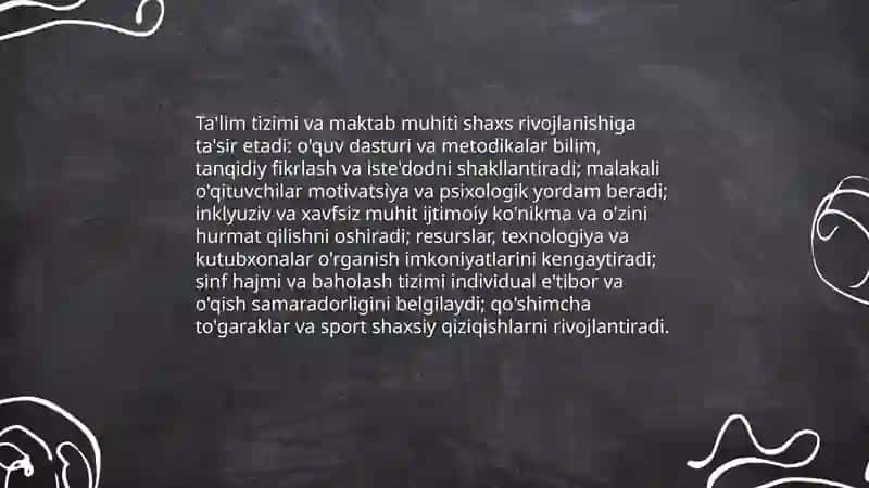 Shaxs rivojlanishiga ta'sir etuvchi omillar 4