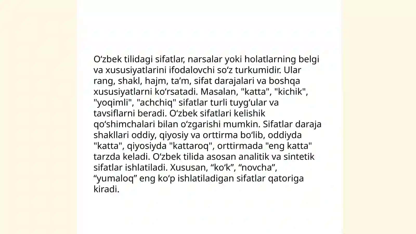 Oʻzbek tilida mustaqil soʻz turkumlari 4