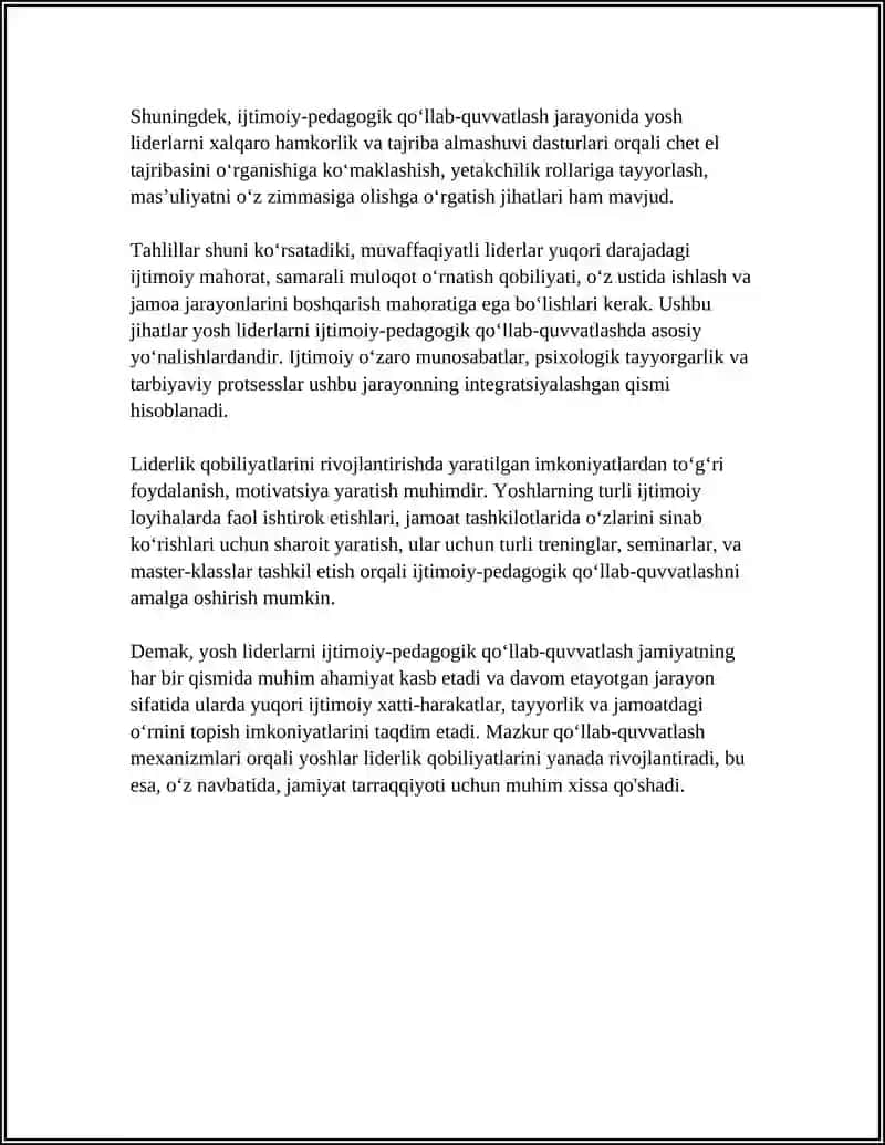 LIDER VA TASHKILOTCHI YOSHLARNI IJTIMOIY-PEDAGOGIK QO‘LLAB-QUVVATLASH 4