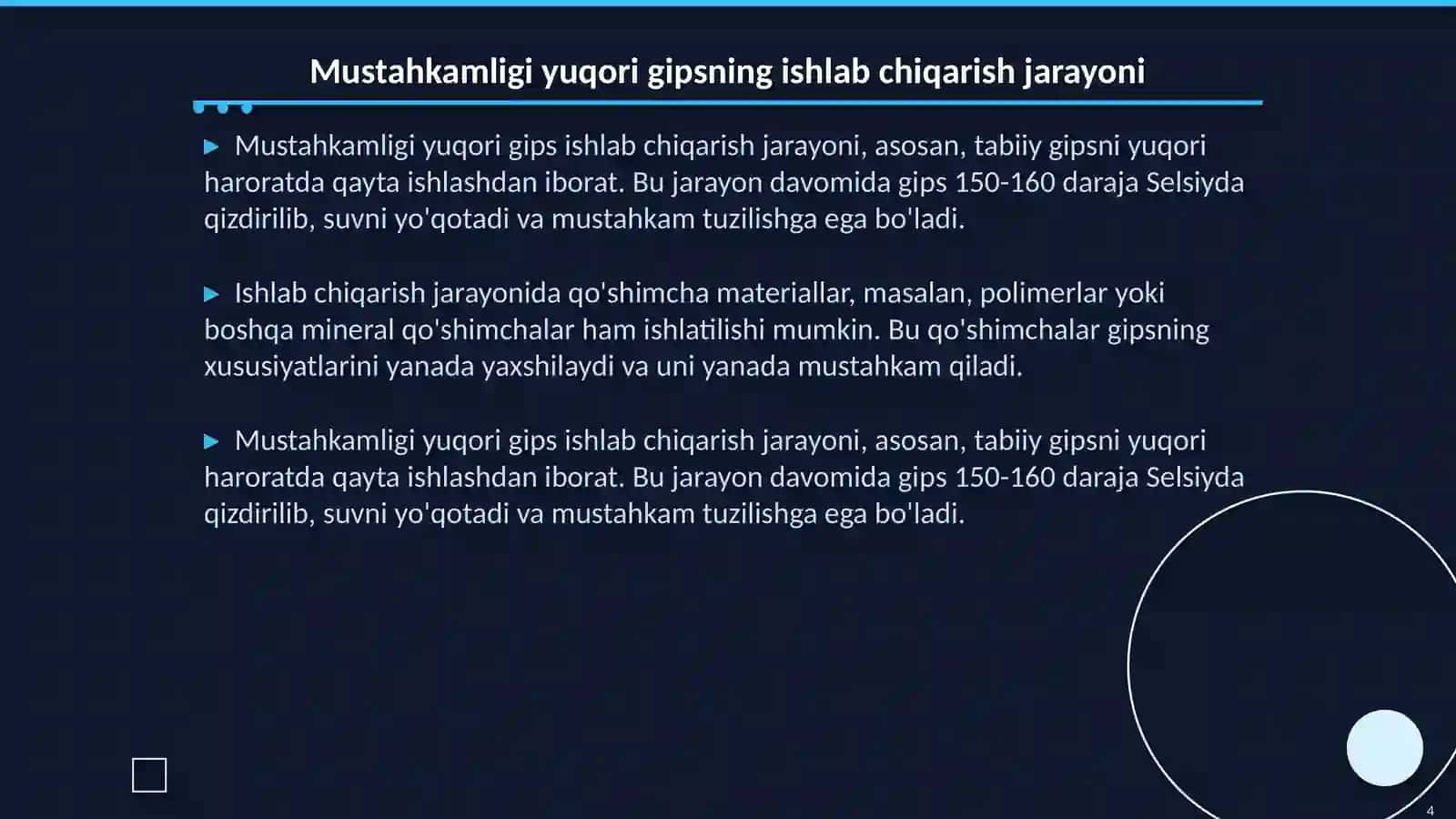 Mustahkamligi yuqori gips 4