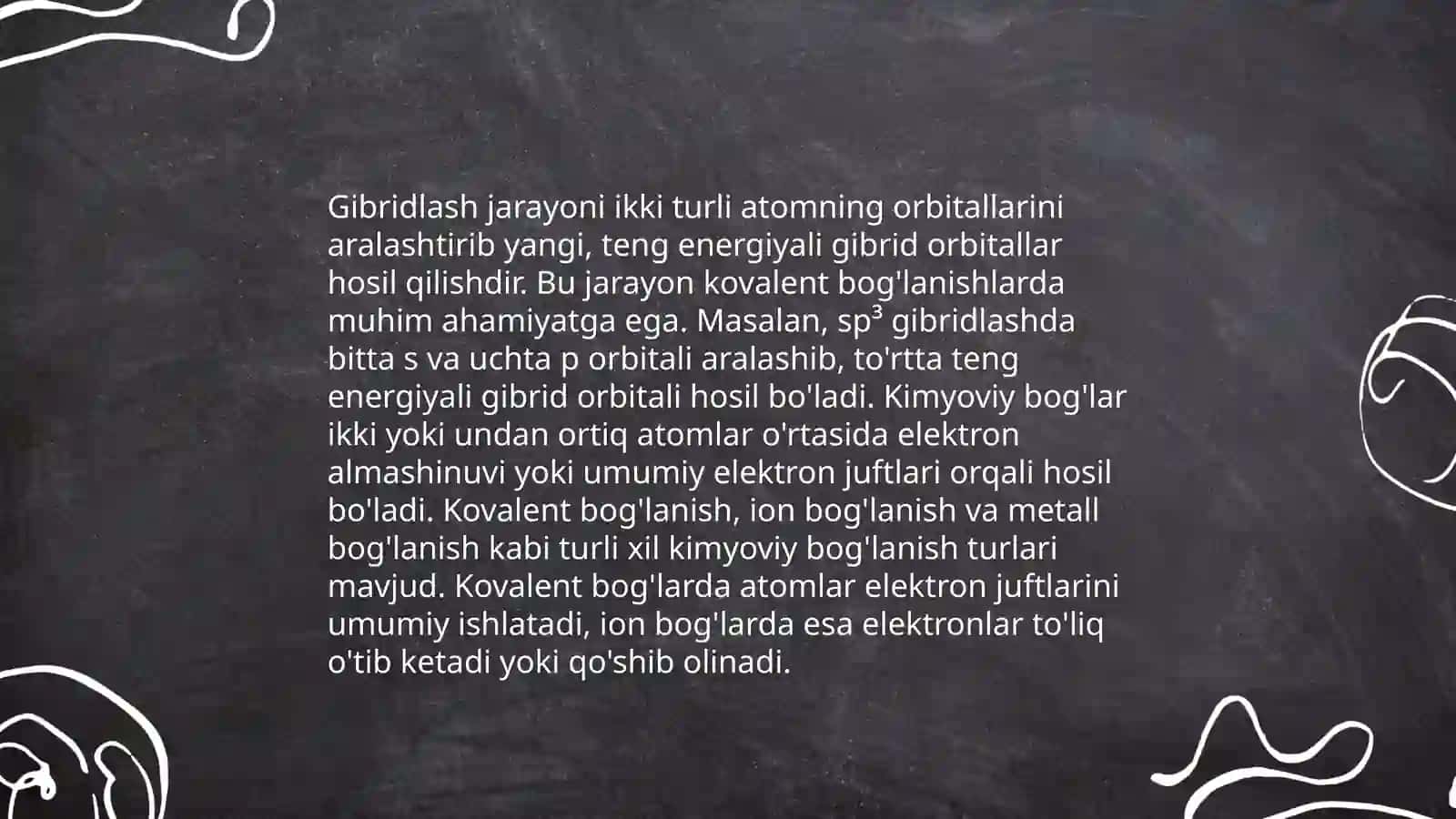 Atom orbitallar metodi.gibridlanish va uning turlari 4