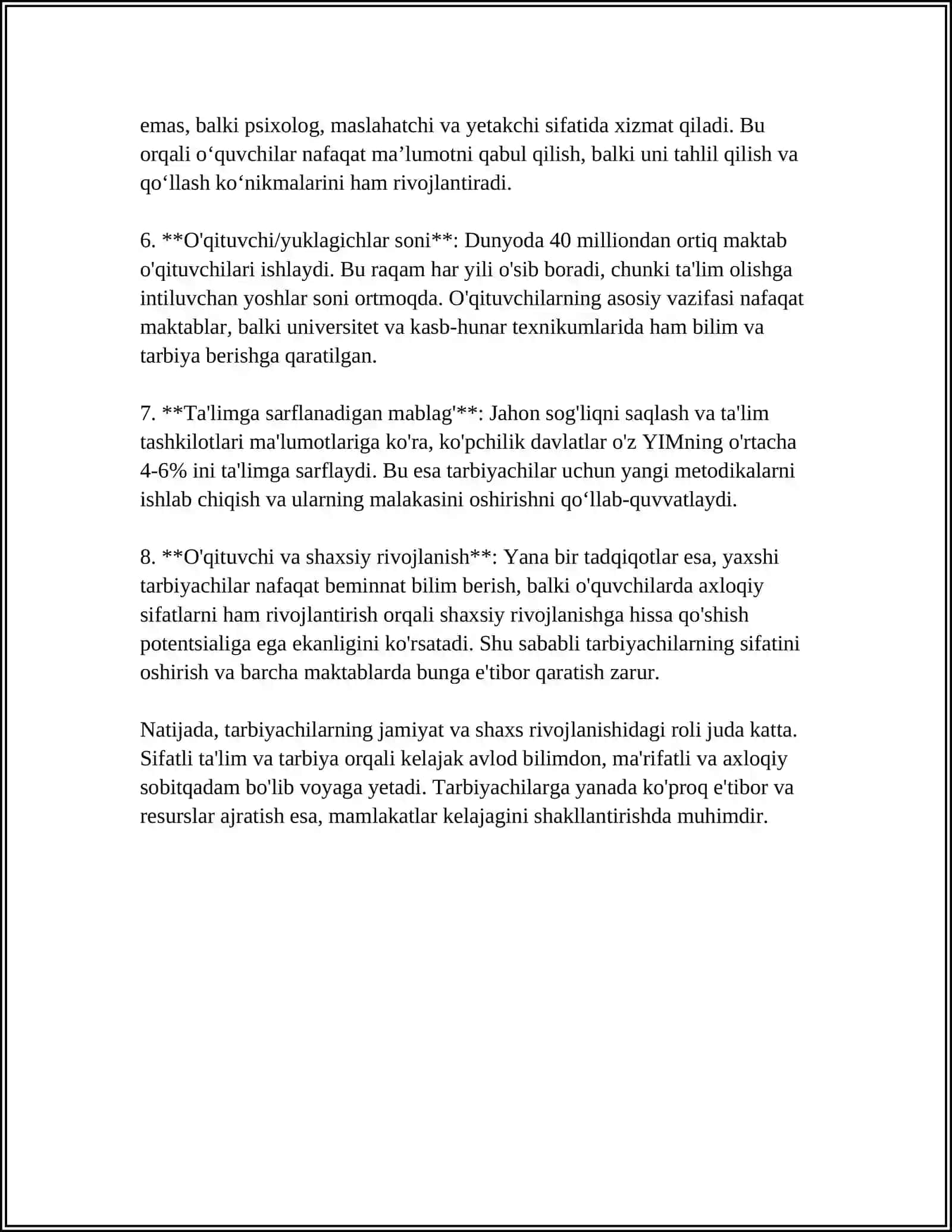"Tarbiyachining rolini anglash" 4