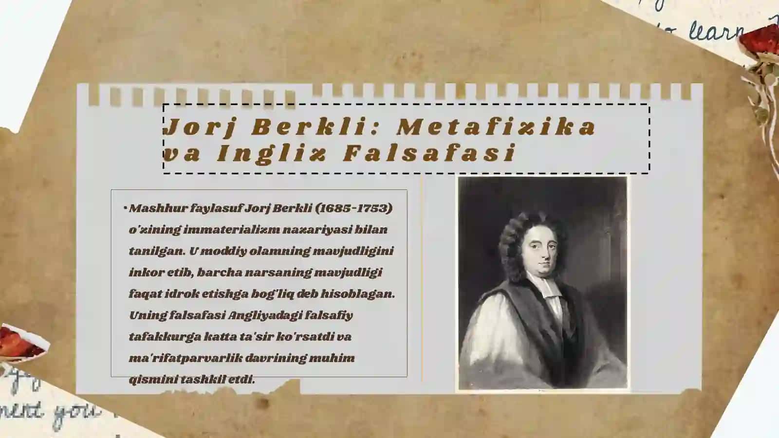 XVIII asr Angliyada maʼrifatparvar rivoji. Jorj Berkli falsafasi 4