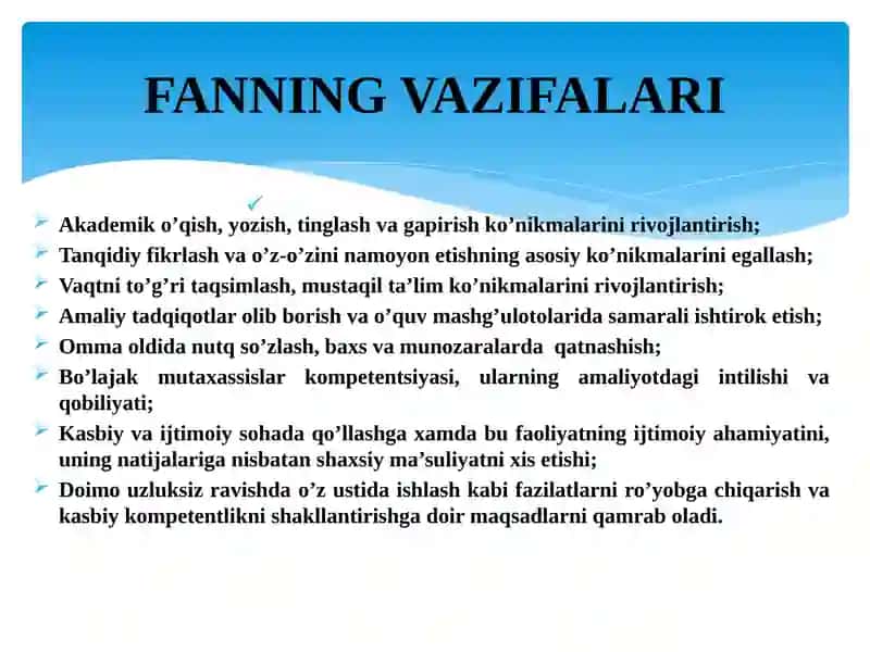 Akademik ko'nikmalar va kasbiy kompetentlik 4