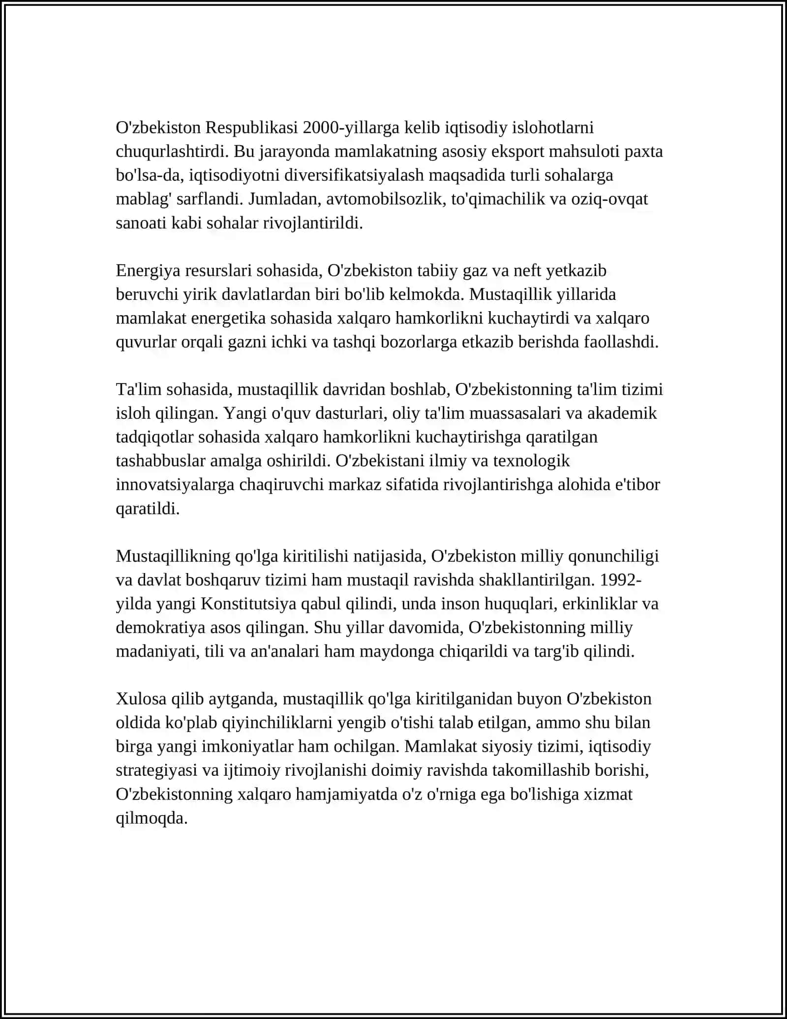 REFERAT Mavzu: ÕZBEKISTONDA DEMOKRATIK,FUQOROLIK JAMYATI ASOSLARINING SHAKILLANISHI, AMALGA OSHIRILGAN SIYOSIY ISLOHATLAR 4