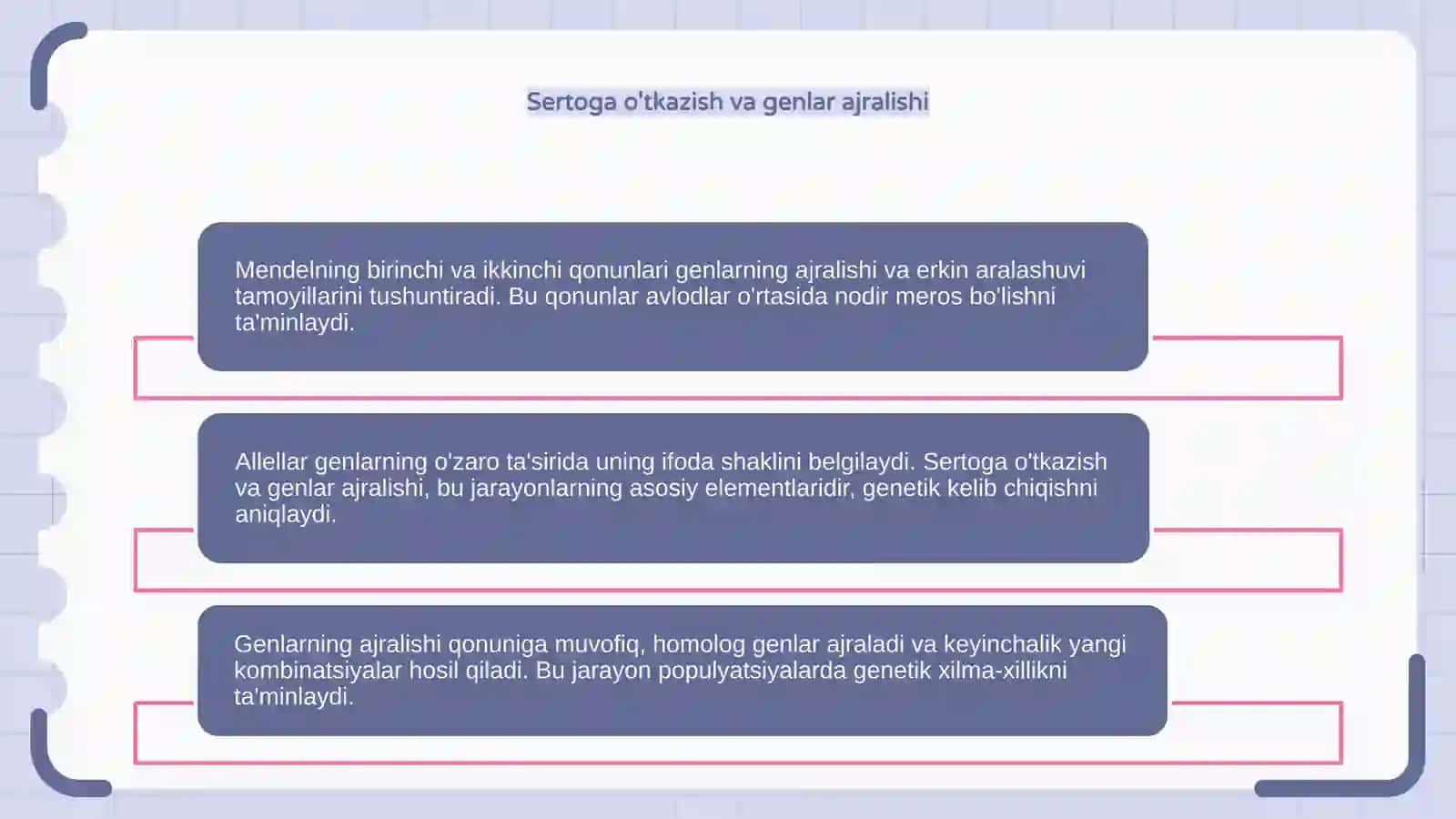 Mendelning 1,2 qonunlari. Allel genlarning o'zaro ta'siri 4