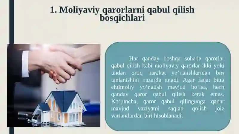 Moliyaviy qarorlar qabul qilish bosqichlari 4