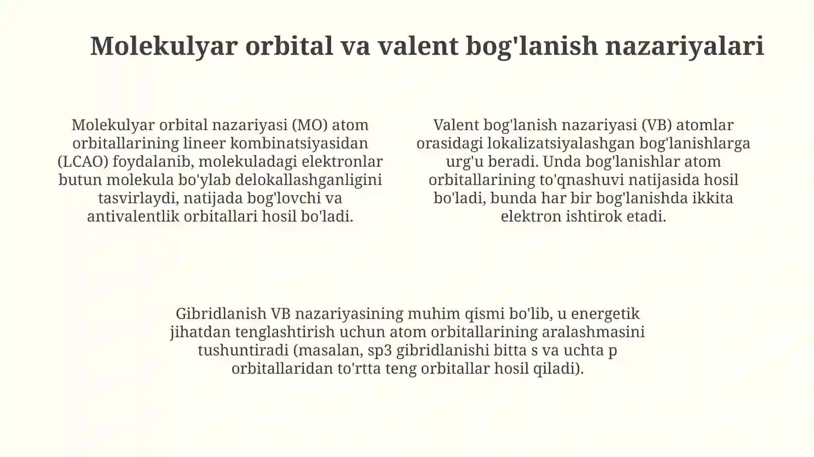 Kimyoviy birikmalarning elektron tuzilishi va xossalari 4