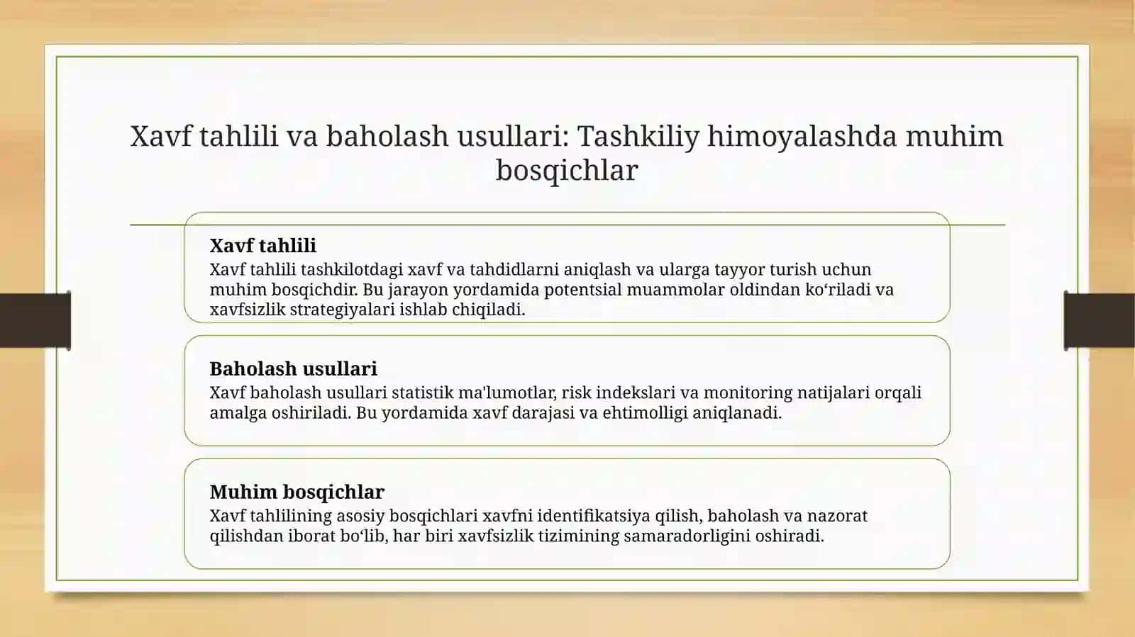 Tashkiliy himoyalash elementlari 4