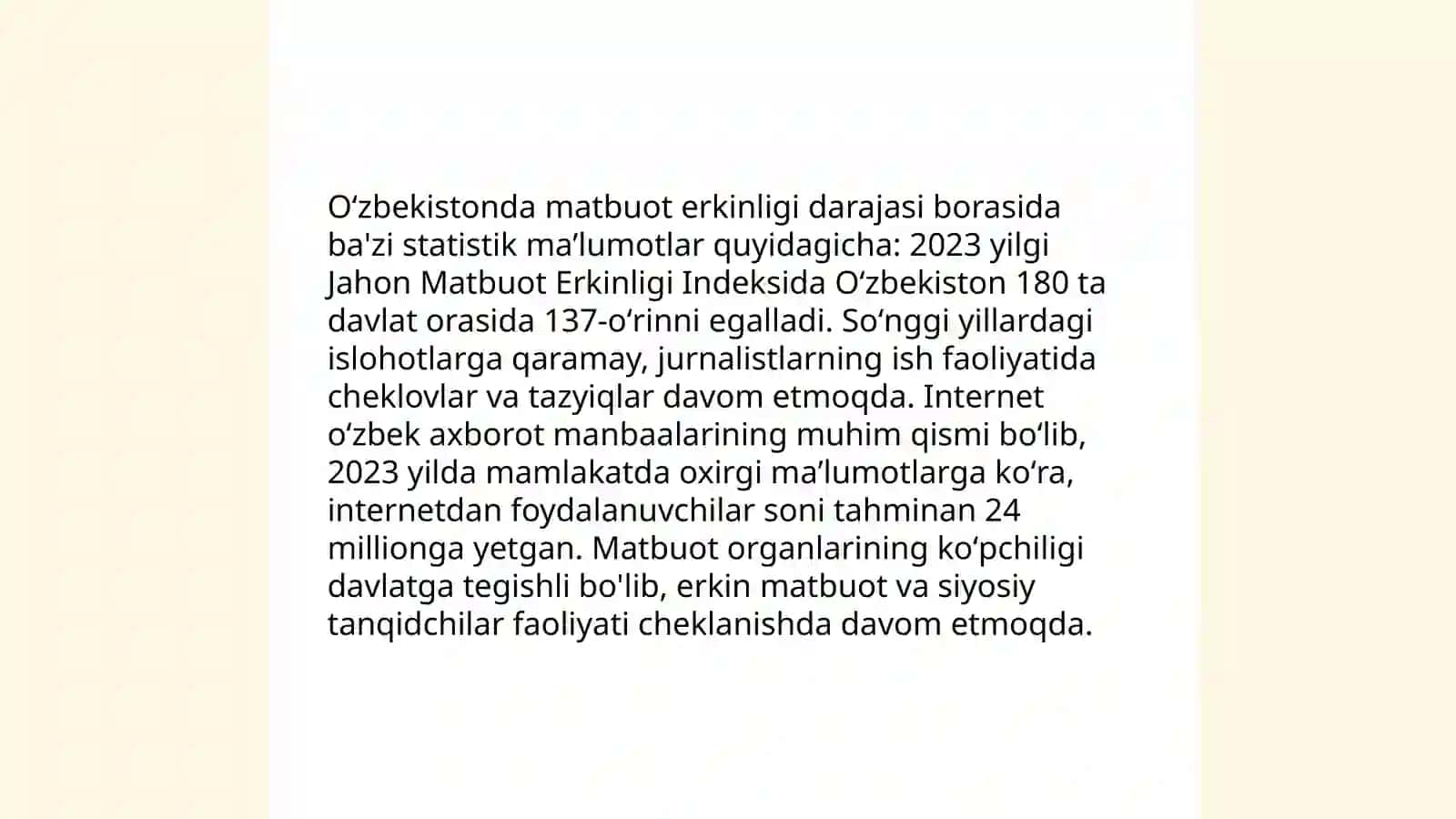 O'zbekiston Respublikasida ommaviy axborot vositalarining faoliyati 4
