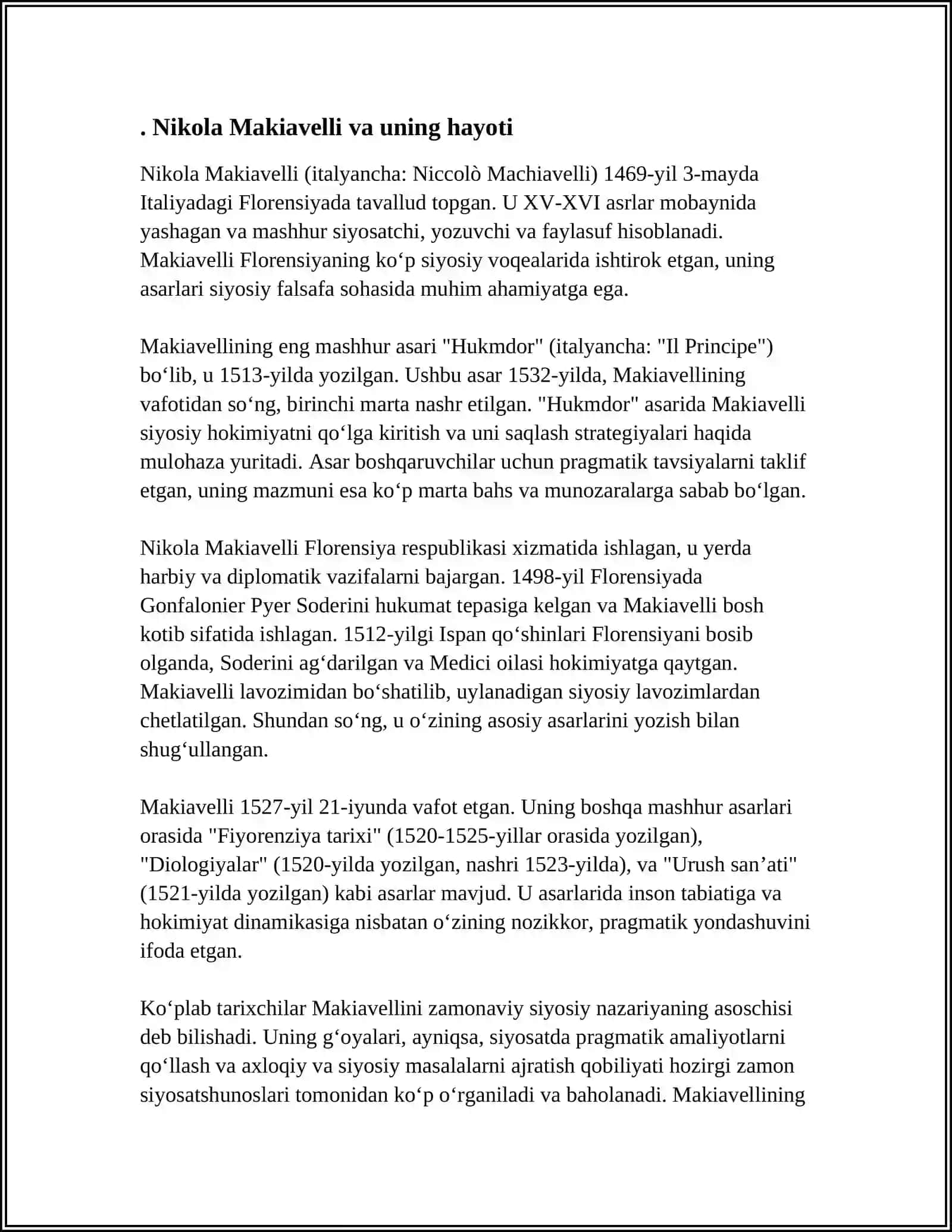 NIKOLA MAKAVRLINING HUKMDOR ASARIGA TANQIDIY ESSEY 4