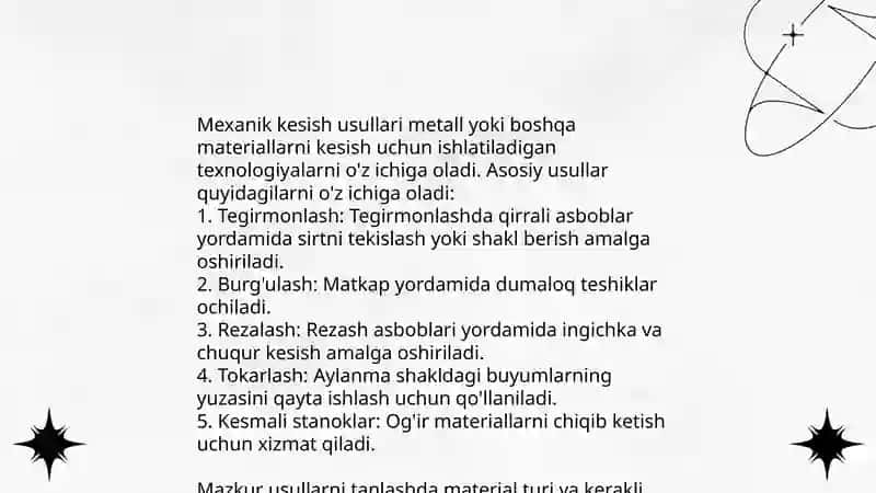 Metallarni kesib ishlash usullari 4