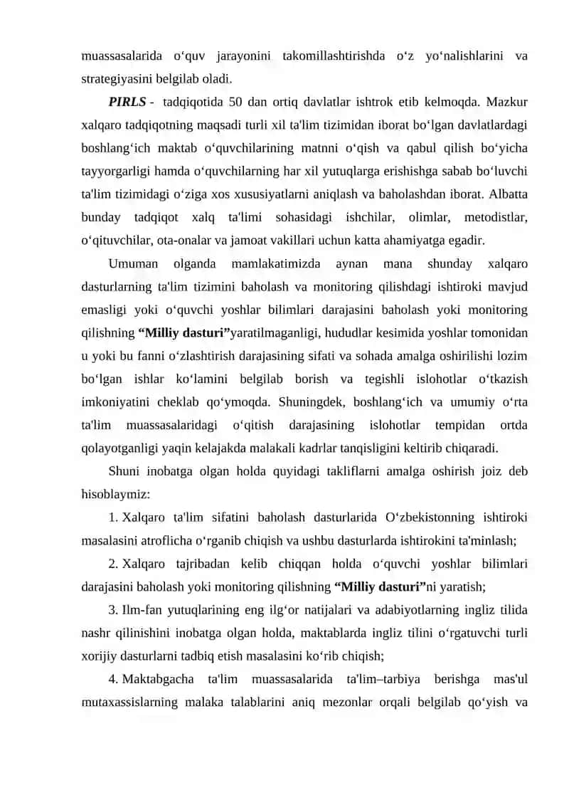 Xalqaro Baholash Dasturlarining Tahlili 4