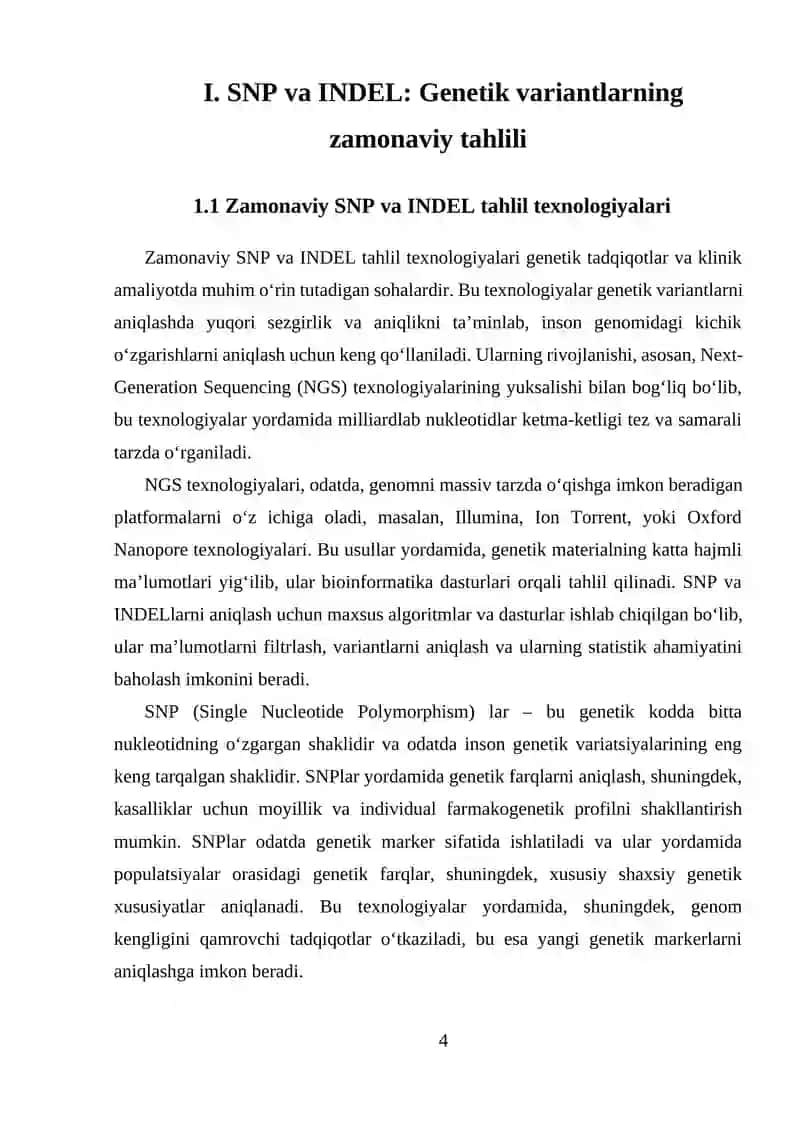 SNP va INDEL: Genetik variantlarning zamonaviy tahlili 4