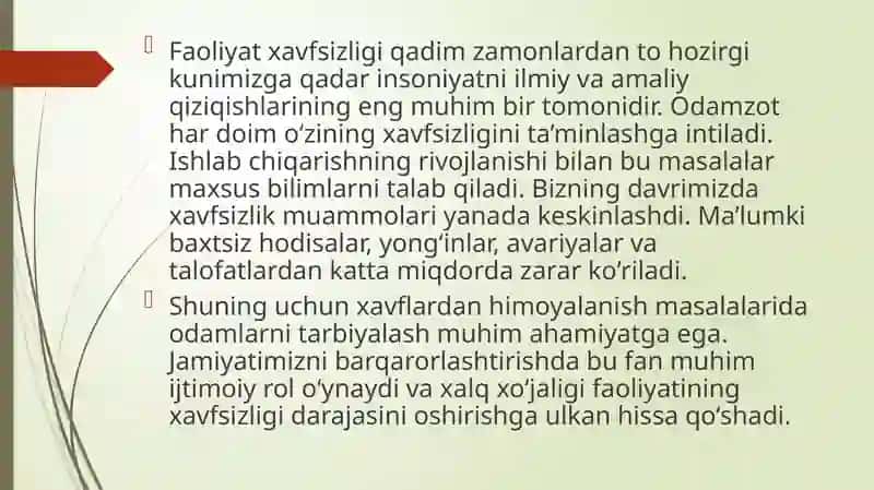 Hayot faoliyati xavfsizligi 4