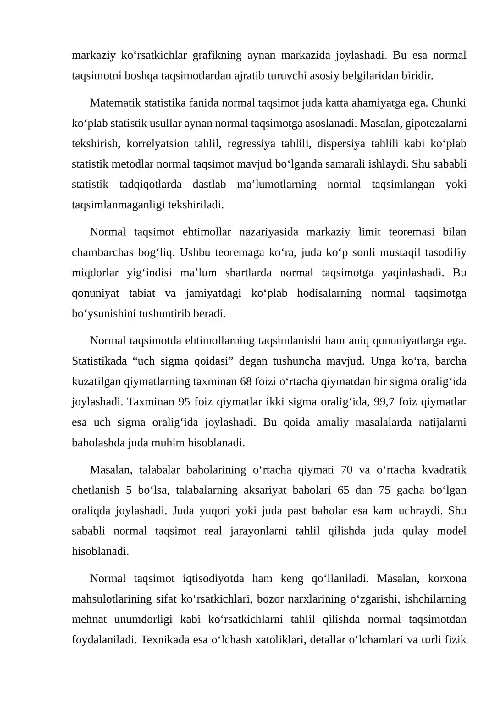 NORMAL TAQSIMLANGAN BOSH TO‘PLAM O‘RTACHALARINI ERKLI TANLANMALAR ASOSIDA TAQQOSLASH 4