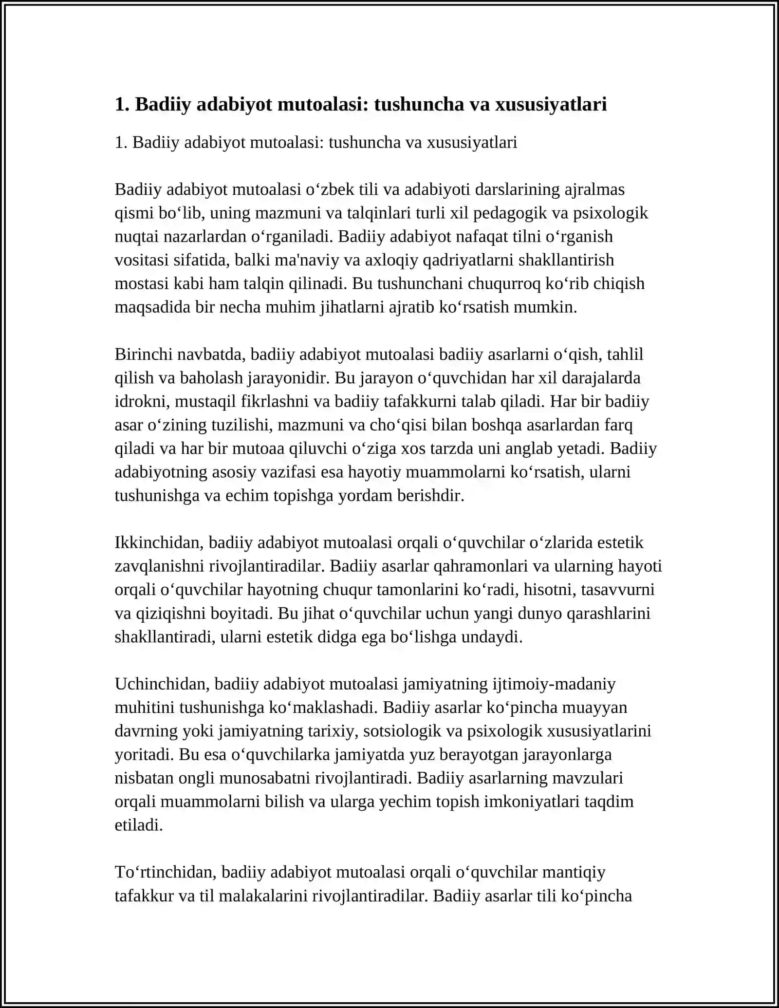 Badiy Adabiyot Mutoalasining Xususiyatlari 4