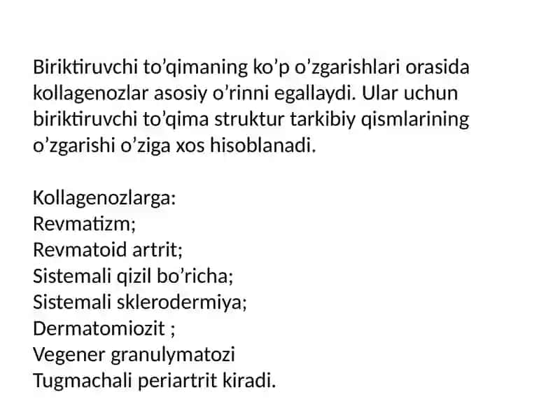 Kollagenezlar, patogenezi va tashxisi. 4