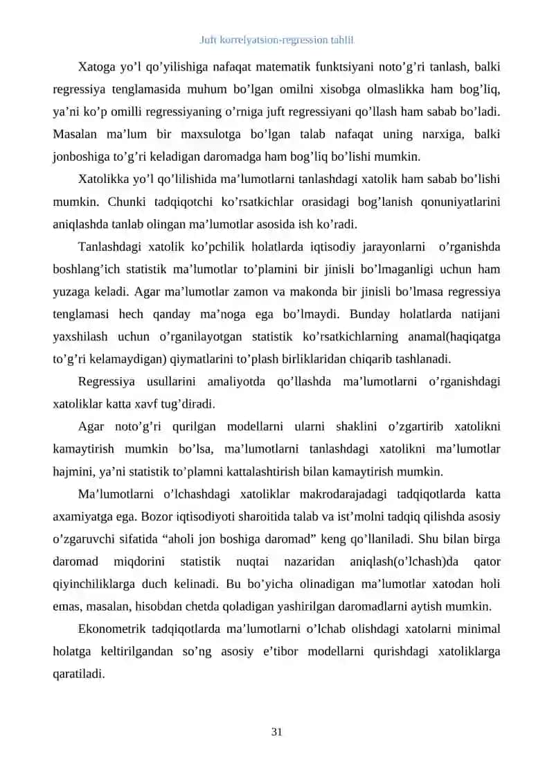 Juft korrelyatsion-regression tahlil 4