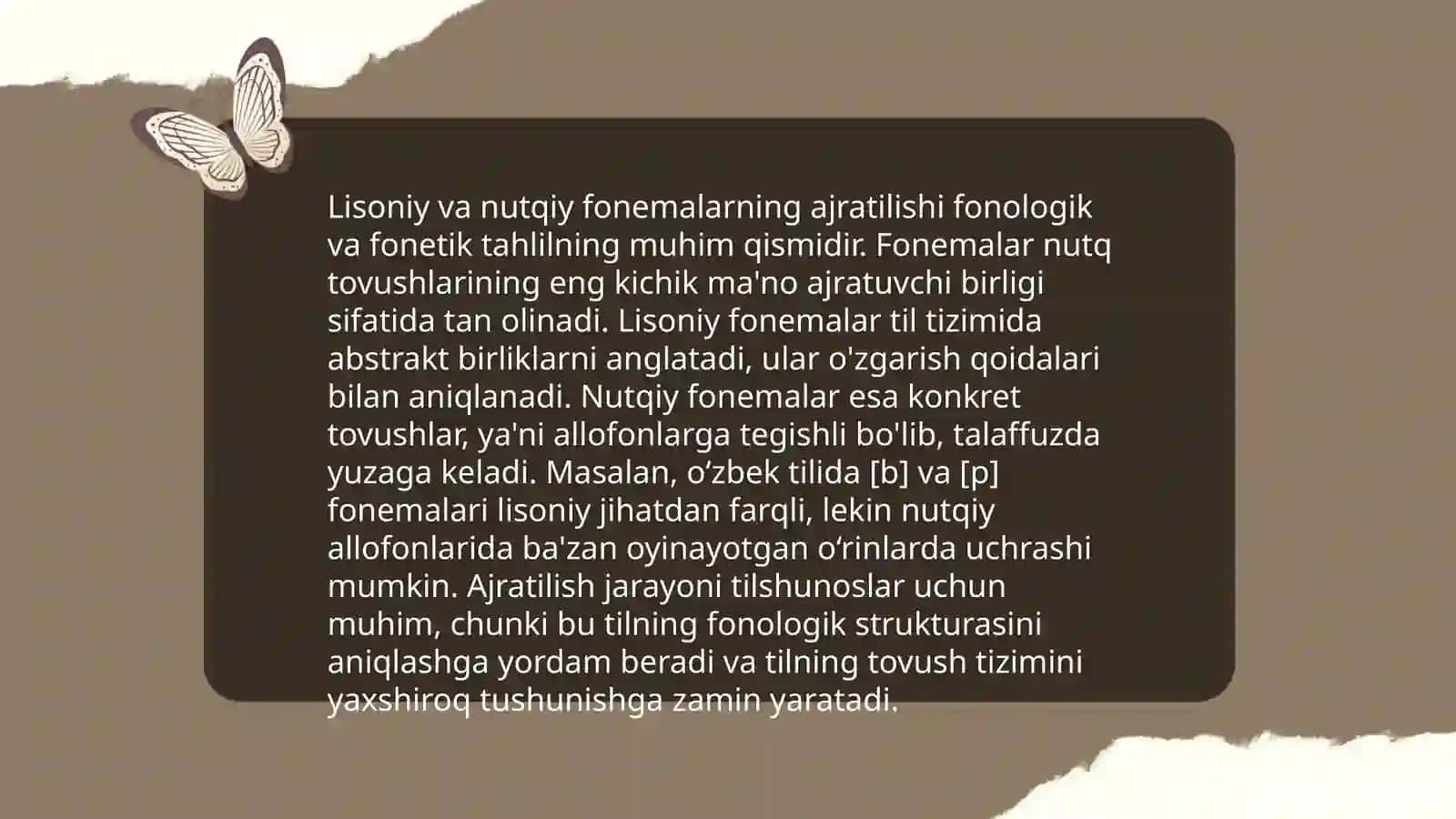 Fonemalarning lisoniy va nutqiy xususiyatlari boʻyicha mashqlar tahlili 4