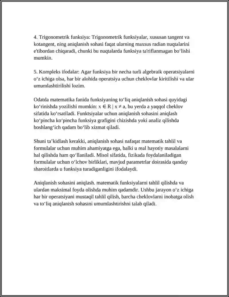 FUNKSIYANI TO'LA TEKSHIRISH 4