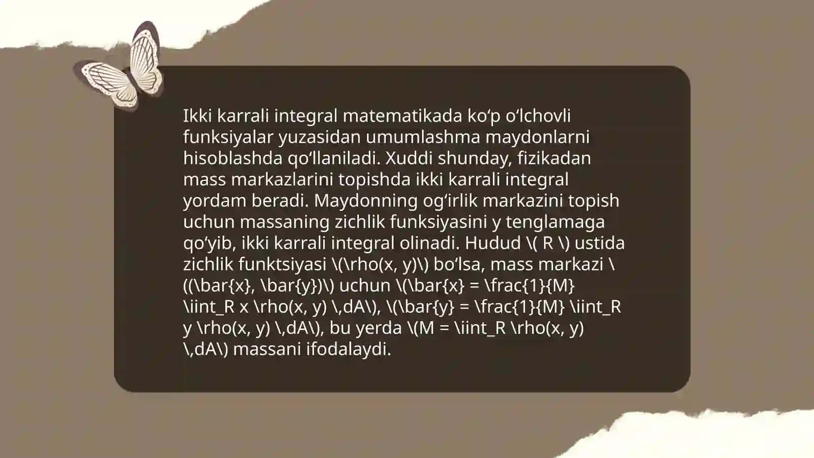 Ikki karrali integralning tatbiqlari 4