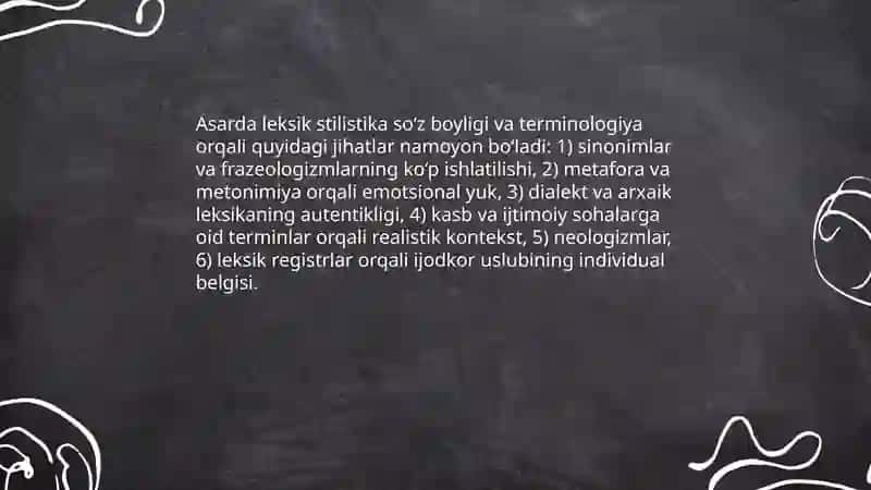 Ijodkor uslubi va ikki eshik orasi asarini tahlili 4