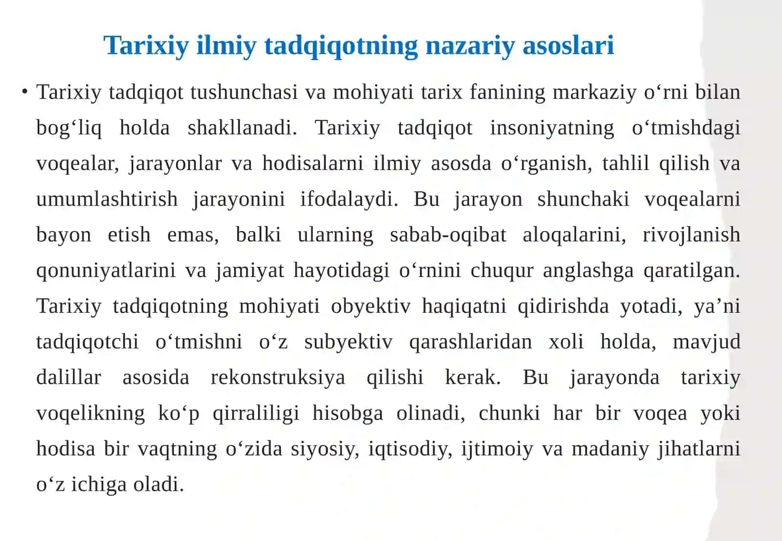 Tarixiy ilmiy tadqiqotning asosiy tamoyillari 4