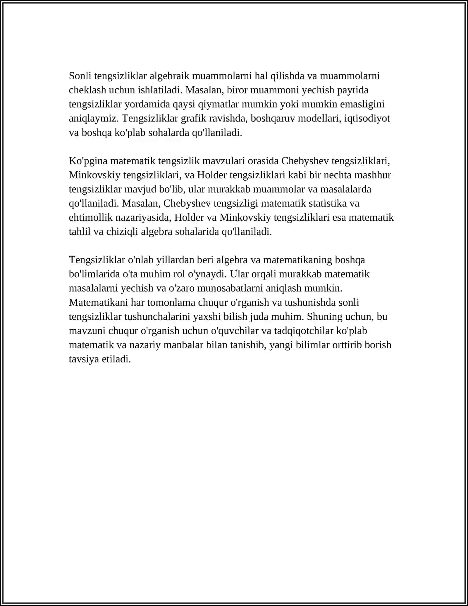 SONLI TENGSIZLIKLARNING ASOSIY XOSSALARI 4