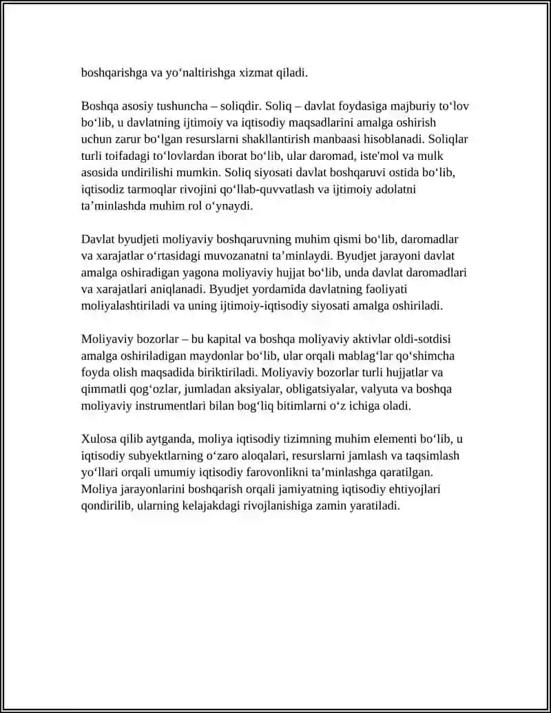Moliya asoslari faniga kirish 4
