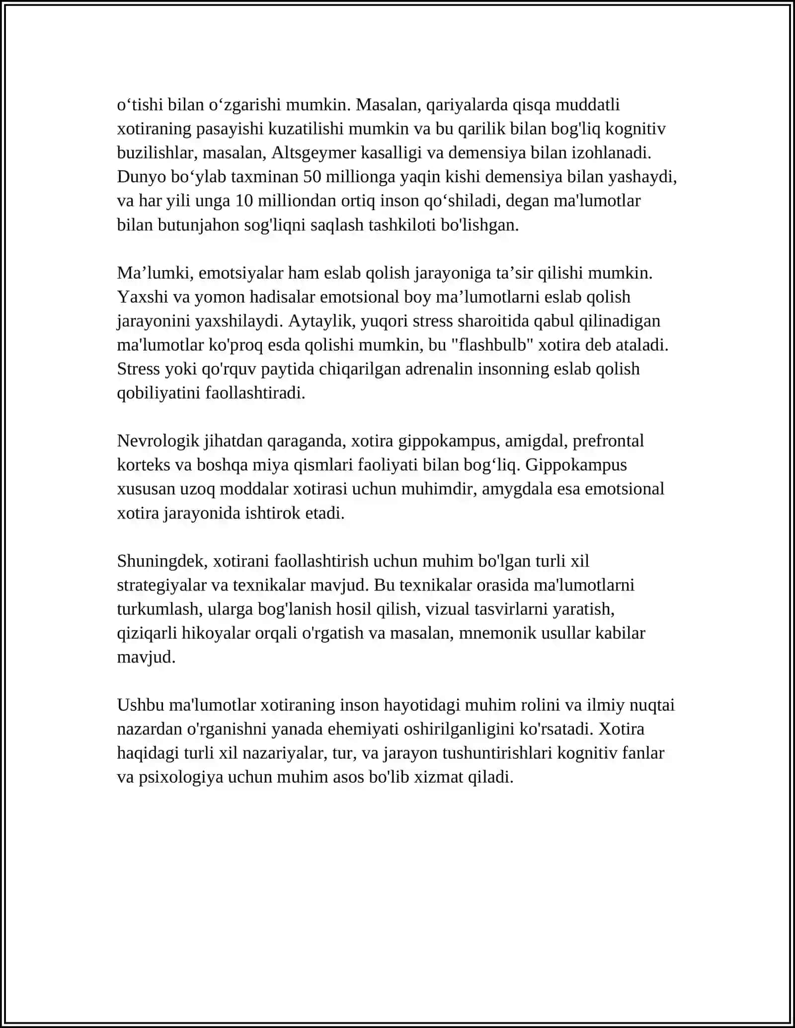 Xotira va Boshqa Psixik Jarayonlar 4