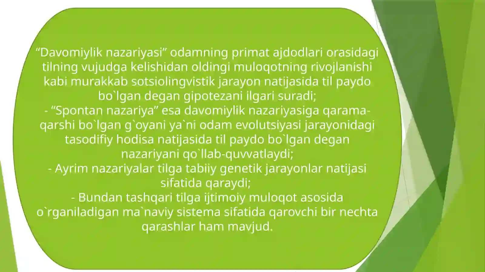 Tilning paydo bo‘lishi haqidagi nazariyalar 4